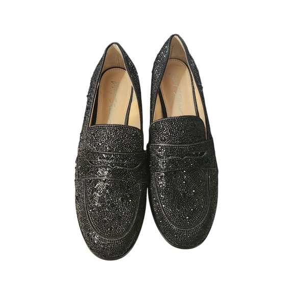 Women's Betsey Johnson Aron Black Rhinestone Loafers Size 11 - Picture 2 of 6